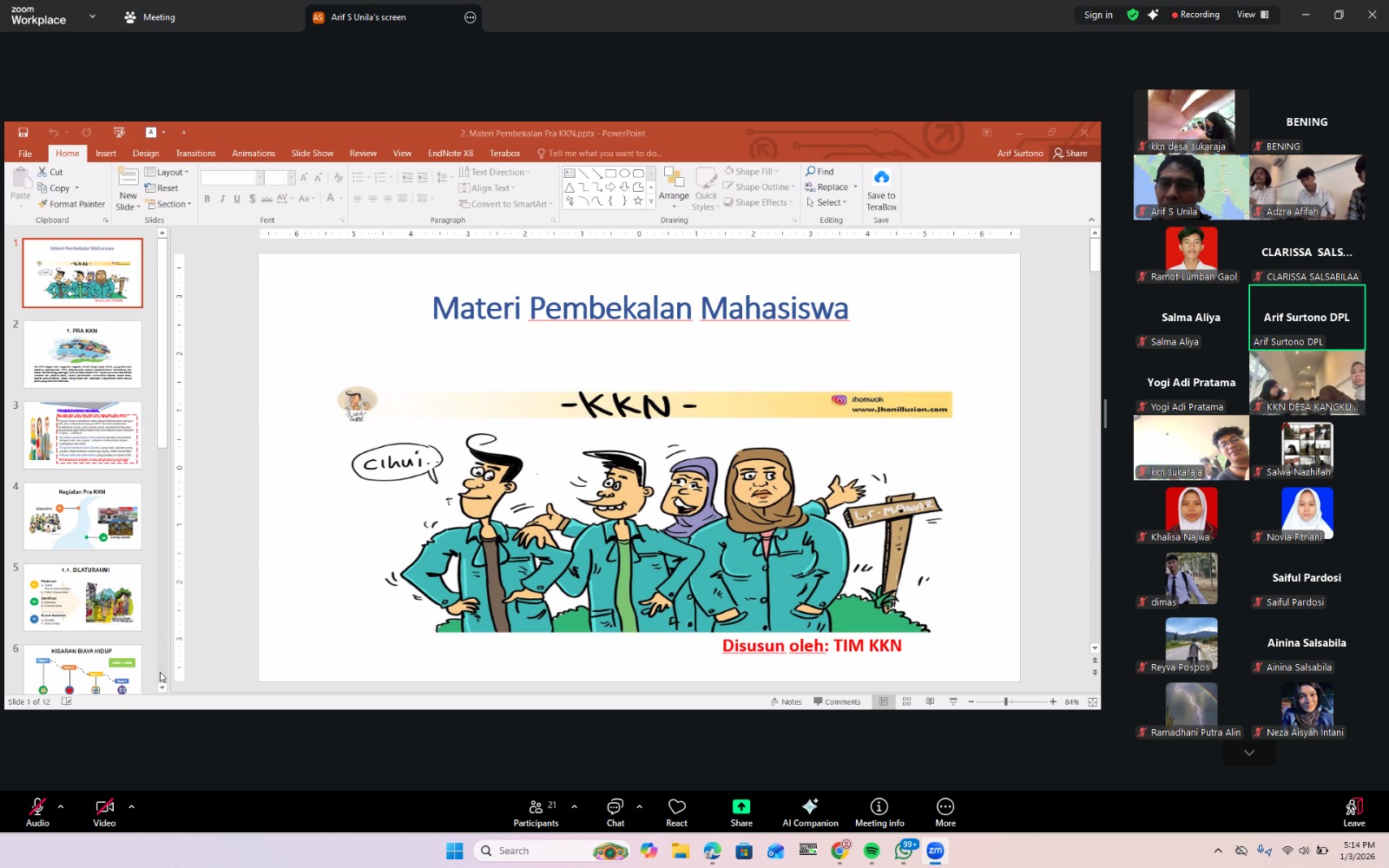 zoom pembekalan kkn